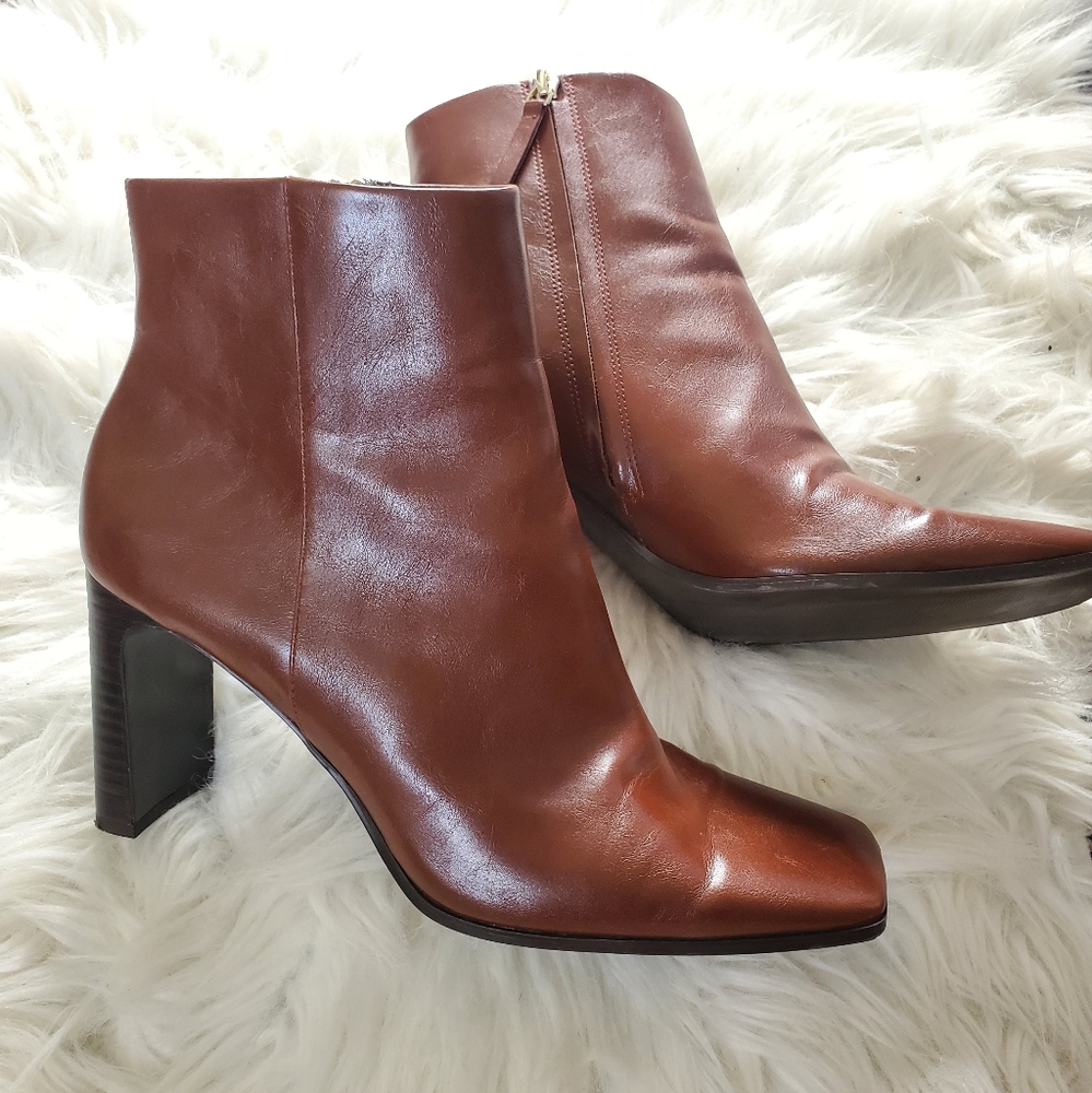 Mango - Rich Brown Square Toe Booties EU 42/US 11